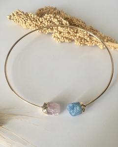 Choker Água Marinha+Quartzo Rosa