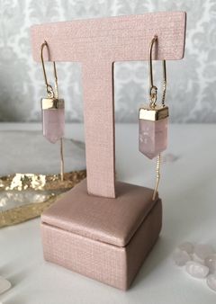 Brinco Corrente com Quartzo Rosa - Issa Minerais