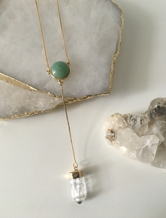 Colar Ponta Cristal + Quartzo Verde - comprar online