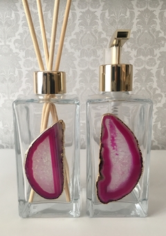 Kit porta sabonete e aromatizador - Ágata Rosa na internet