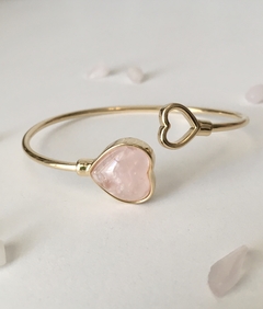 Bracelete Coração Quartzo Rosa - comprar online