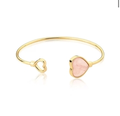 Bracelete Coração Quartzo Rosa - Issa Minerais