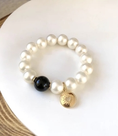Pulseira Pérolas + Pedra Ônix - loja online