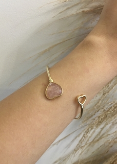 Bracelete Coração Quartzo Rosa na internet