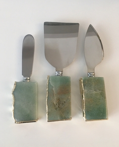 Kit facas para queijos - Quartzo Verde - Issa Minerais