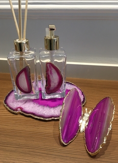 Kit porta sabonete e aromatizador - Ágata Rosa