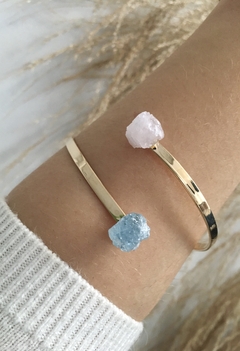 Bracelete Água Marinha+Quartzo Rosa - loja online