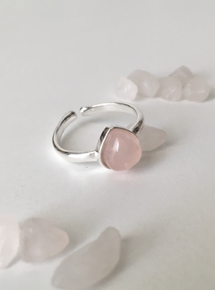 Anel Prata - Quartzo Rosa - comprar online