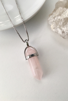 Pingente Biterminado Quartzo Rosa