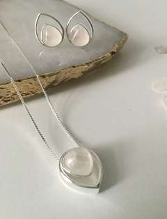 Conjunto Prata - Quartzo Rosa