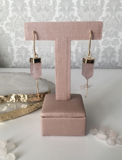 Brinco Corrente com Quartzo Rosa - comprar online