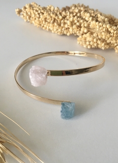 Bracelete Água Marinha+Quartzo Rosa na internet