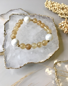 Pulseira Citrino e Pérolas - comprar online