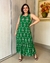Vestido Regata Longo Estampado com Babado na Barra