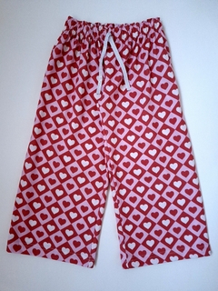 PANTALON ANCHO CORAZONES ROJO Y ROSA - comprar online