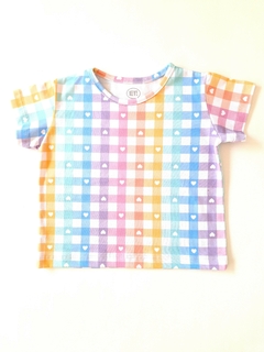 REMERA M/C CUADROS PASTEL