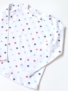 Remeras M/L lunares azules - comprar online