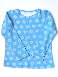Remeras M/L Flores Celeste