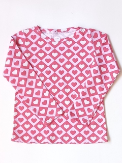 Remeras M/L Corazones Rojo