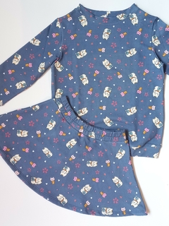 Falda Rustico Gatos azul - comprar online