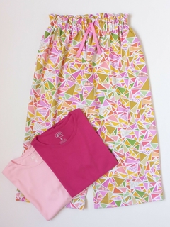 Pantalón Ancho Geométrico Naranja - EY! Tienda