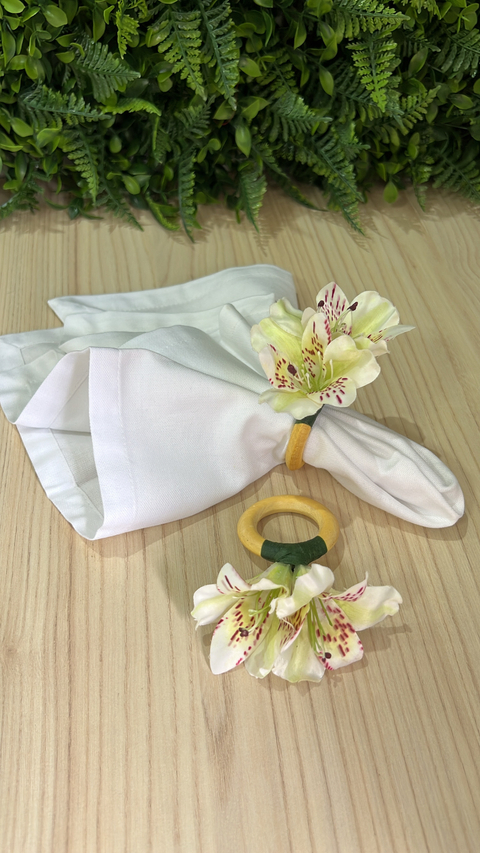 Kit 02 Argolas Porta Guardanapo Astromélia Off White - comprar online