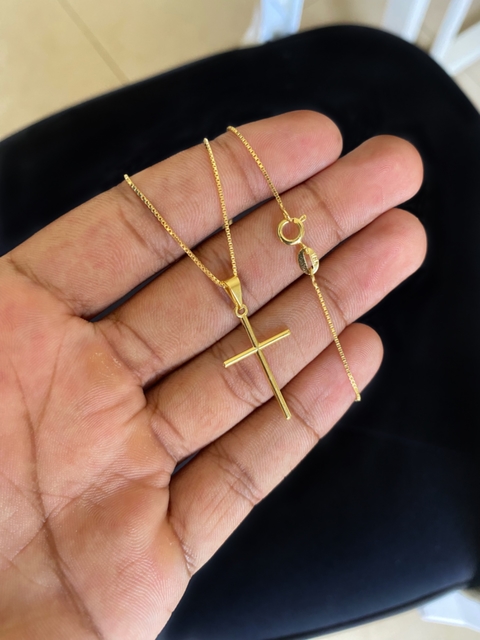 CORRENTE VENEZIANA (1MM) FECHO TRADICIONAL 5,0G - 60CM + PINGENTE CRUCIFIXO PALITO P - 3x1,9CM - 1,0G - comprar online