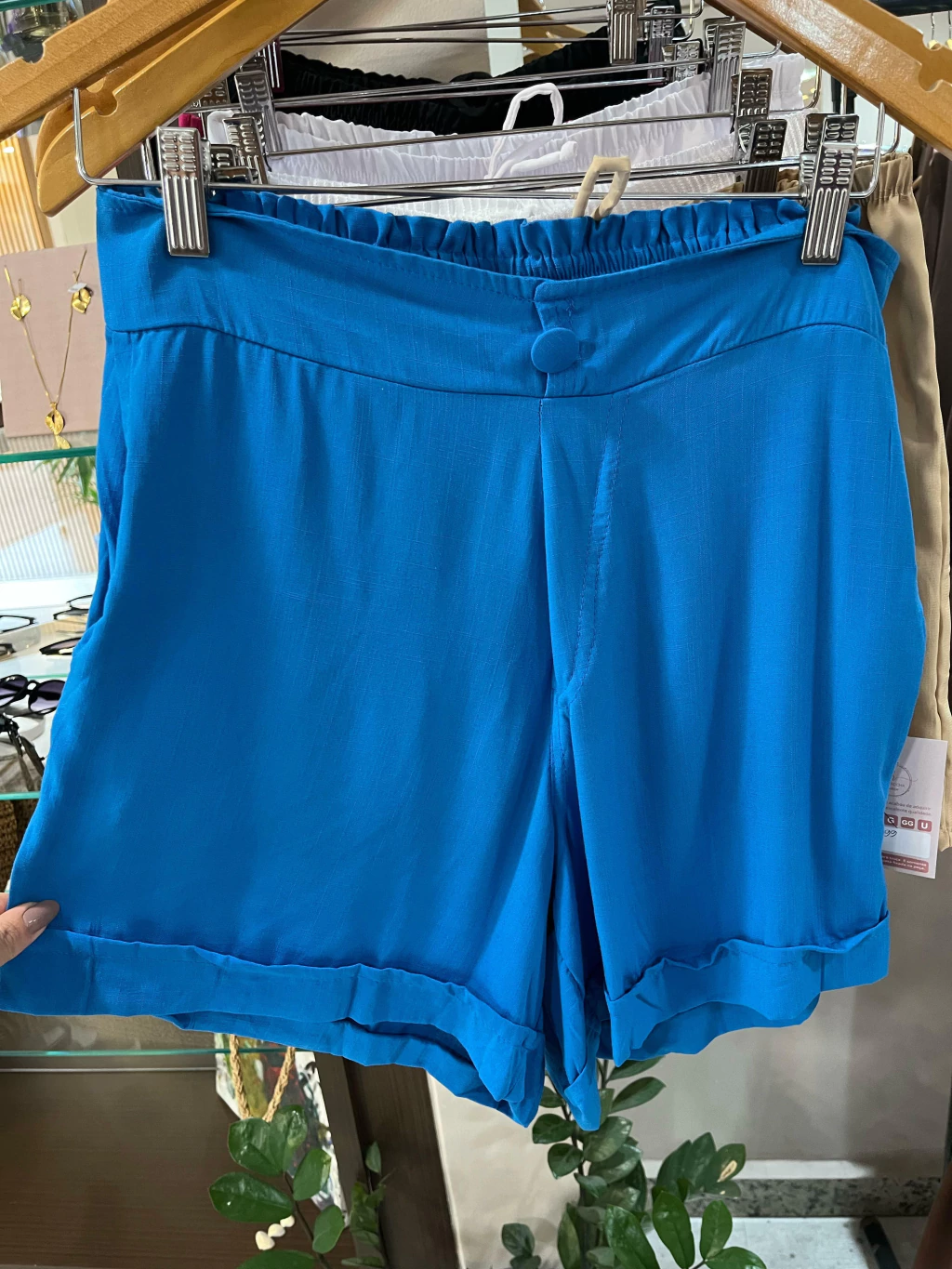 Short viscolinho azul