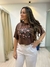 T-shirt curta marrom estampada com oncinha - comprar online