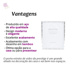 Porta-Retrato Wolff Aço Bambu Prata 10x15Cm - Utilidades, Mesa Posta e Decoração | OREN Utilidades