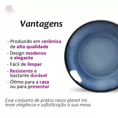 Conjunto 6 Pratos Cerâmica Azul Raso Planet na internet