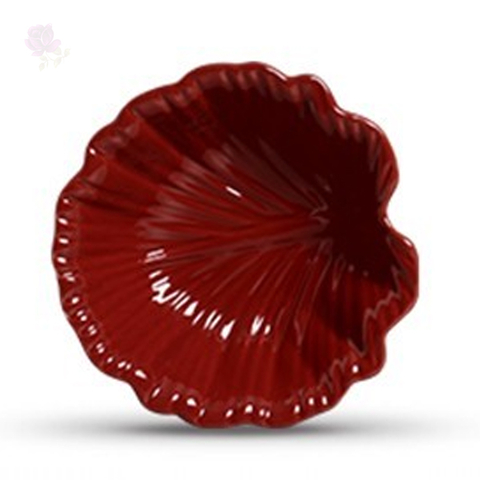 Tigela Grande Vermelha Decorada Leaves 34 cm