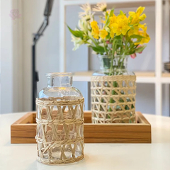 Vaso de Vidro e Fibra Natural 13x23 cm Wolff - loja online