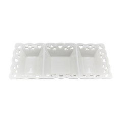 Petisqueira com 3 Divisões em Porcelana 3x26 cm