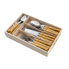 Faqueiro Inox Com Cabo Bambu 24 Peças Bon Gourmet