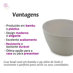 Imagem do Bowl Oval de Bambu e PP Cinza 24,5x18x14cm Lyor