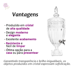 Suqueira De Cristal para Bebidas Brandon 4 Litros Lyor