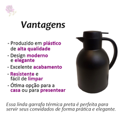 Garrafa Térmica Preta 1 Litro Chá Café Suco Casambiente - comprar online