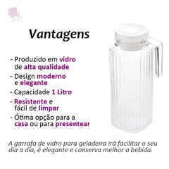 Jarra Porta de Geladeira Lyor Vidro Incolor 1 Litro - loja online