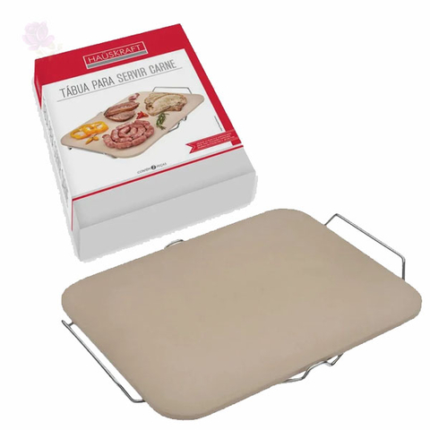 Tábua de corte com suporte cerâmica para carne e pizza