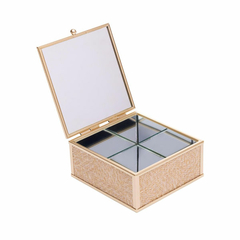 Porta-Jóias Toscana 10cm x 11cm x 5,5cm Dourado Metal - comprar online