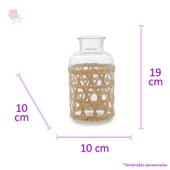 Imagem do Vaso de Vidro e Fibra Natural 10x19,5 cm Wolff