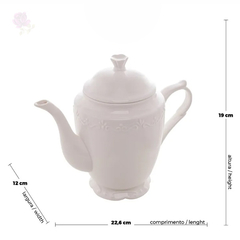 Imagem do Bule Porcelana P/ Chá Alto Relevo Branco 1l Wolff
