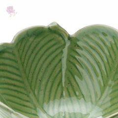 Bowl Centro de Mesa Decorativo Cerâmica Folha Banana Verde na internet