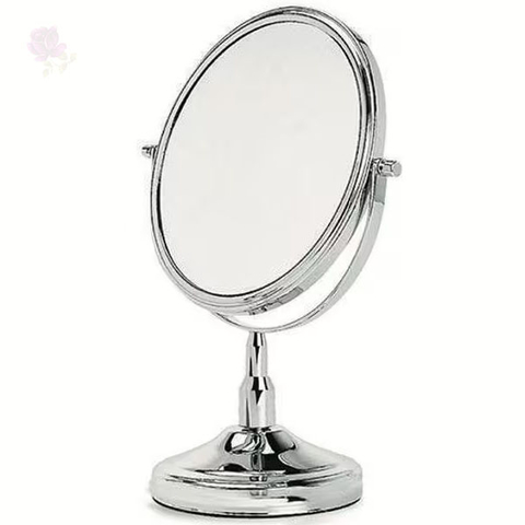 Espelho Duplo Face Portátil Redondo Cromado Western De Mesa