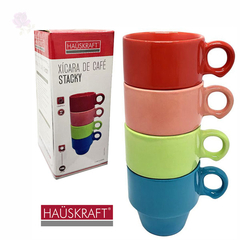 Jogo De 4 Xícaras De Café Chá De Porcelana Colorida Stacky na internet