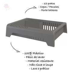 Escorredor de Louça Cinza em Plástico Smile - Stolf - Utilidades, Mesa Posta e Decoração | OREN Utilidades