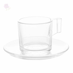 Conjunto 6 Xícaras Chá com Pires de Vidro Lotus 185ml - comprar online