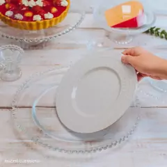 Sousplat De Cristal Pearl Clear 31,5cm - loja online