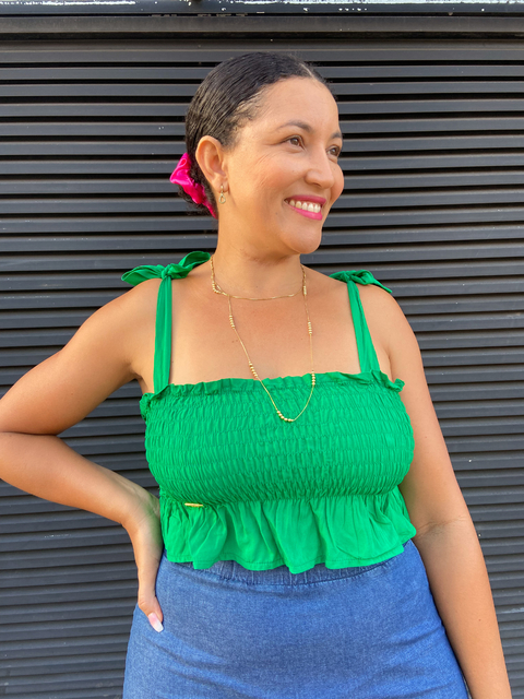Cropped lastex alça larga #verde bandeira